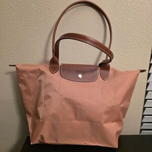 Longchamp Le Pliage Cuir Leather Shoulder Tote Bag Tan